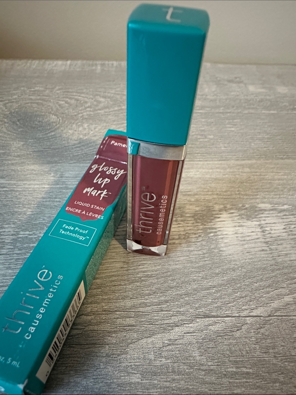 thrive causemetics glossy lip mark liquid stain - mauve rose with teal cap